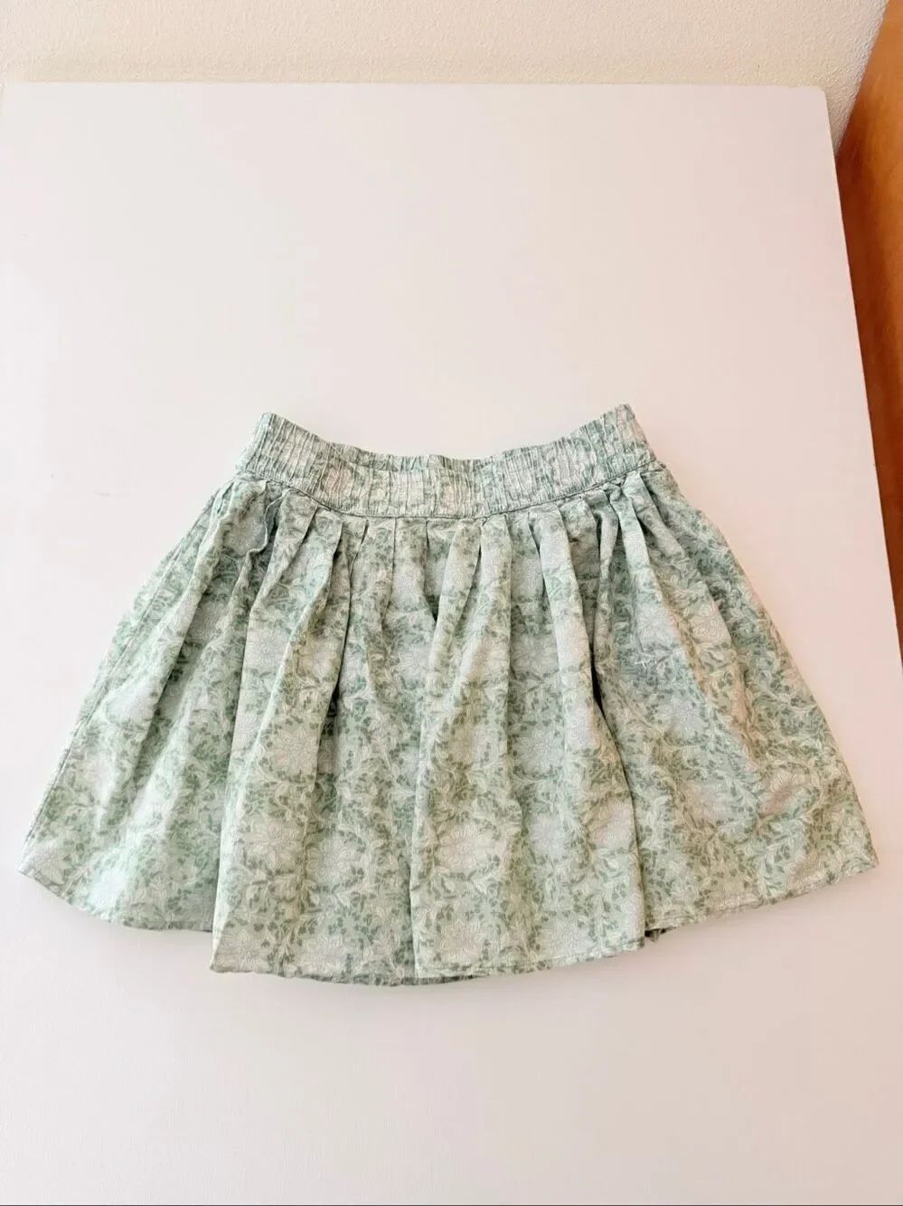 American Eagle Skirt Womens Medium Green Floral Flowy Boho Linen Blend Prairie